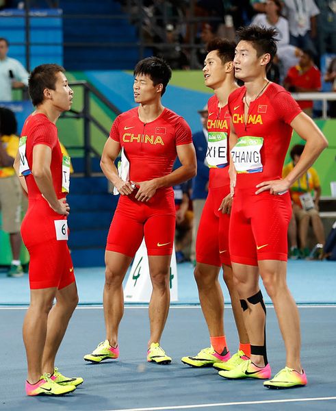 里約奧運4x100男子接力中國隊成員：湯星強、蘇炳添、謝震業、張培萌（左起）（網上圖片）
