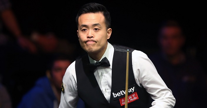 Marco Fu during his match against Oliver Lines on day eight of the UK Championships 2016, being played at the Barbican in York, England, Wednesday Nov.30, 2016. (Danny Lawson / PA via AP)