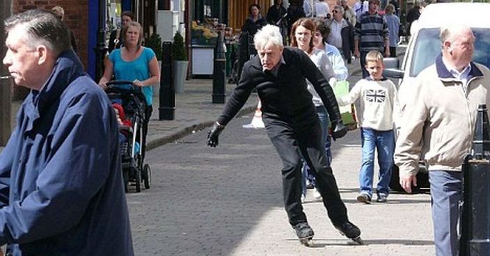 Jeff Dornan a 72 year old roller blader who lives in Ormskirk.
A ROLLERBLADING pensioner is facing a court appearance ( Mon 9th Feb 2009) after being accused of being a danger to the public.

see story