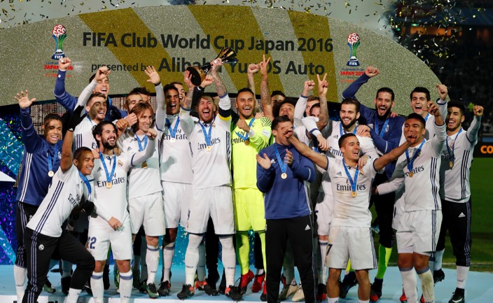 皇家馬德里繼2014年之後，再次登上世界冠軍球會盃冠軍寶座。（AP圖片）