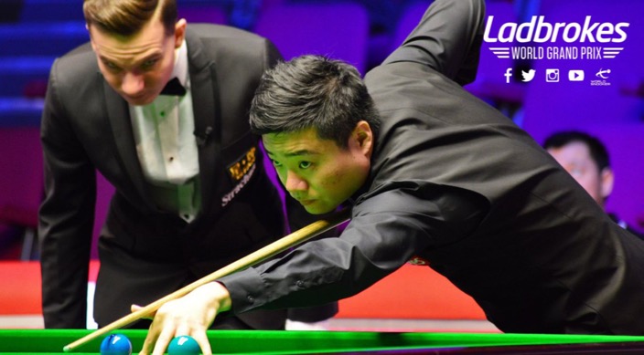 丁俊暉順利通過于德陸的考驗，晉身16強。（World Snooker圖片）