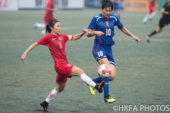 東亞錦標賽女足賽事，香港第一擊不敵中華台北。（香港足球總會圖片）