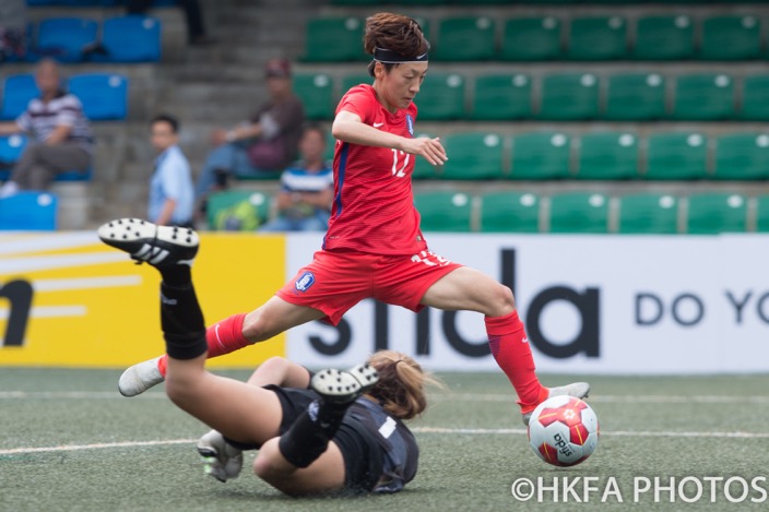 韓國女足在東亞錦標賽面對關島，展現強勁的攻擊力。（香港足球總會圖片）