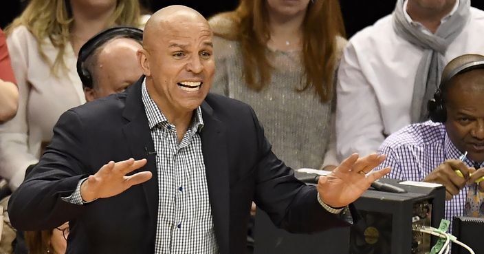 Milwaukee Bucks coach Jason Kidd calls out from the sideline during the second half of Game 2 against the Toronto Raptors in an NBA basketball first-round playoff series, Tuesday, April 18, 2017, in Toronto. (Frank Gunn/The Canadian Press via AP)