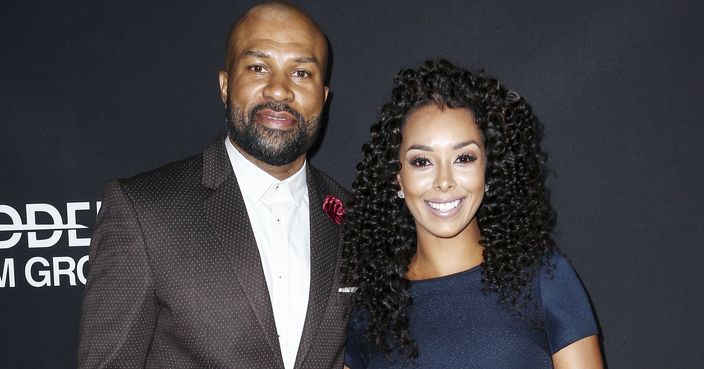 FILE - In this March 29, 2016 file photo, former Los Angeles Lakers player and New York Knicks head coach Derek Fisher, left, and Gloria Govan attend the LA Premiere of 