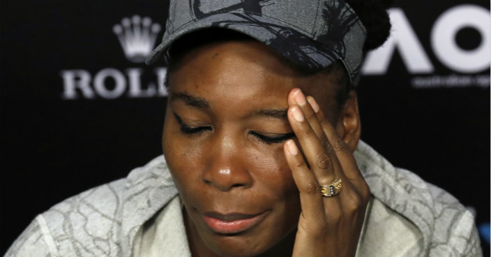 United States' Venus Williams answers questions at a press conference following her loss to sister Serena in the women's singles final at the Australian Open tennis championships in Melbourne, Australia, Saturday, Jan. 28, 2017. (AP Photo/Kin Cheung)