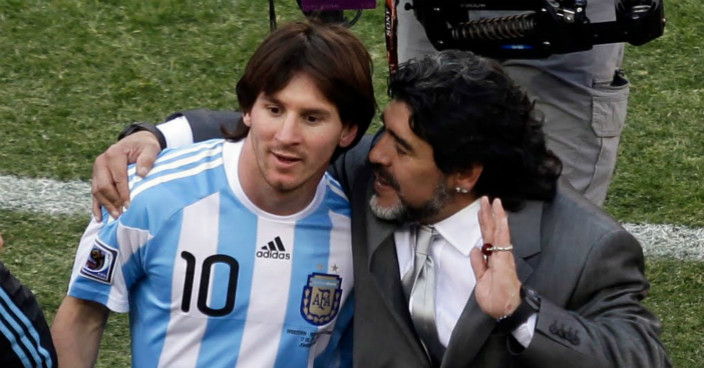 馬勒當拿曾經在2010世界盃帶領阿根廷出賽與美斯合作。 AP圖片