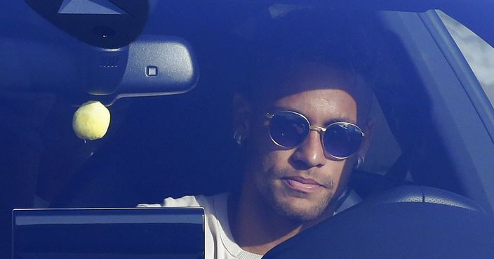 FC Barcelona's Neymar arrives at the Sports Center FC Barcelona Joan Gamper in Sant Joan Despi, Spain, Wednesday, Aug. 2, 2017. Neymar has arrived at Barcelona's training grounds amid widespread rumors that the Brazil striker could make a record-breaking move to Paris Saint-Germain. (AP Photo/Manu Fernandez)