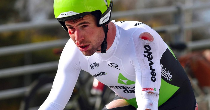 Britain's Mark Cavendish approaches the finish line after completing the first stage of the 53th edition of 