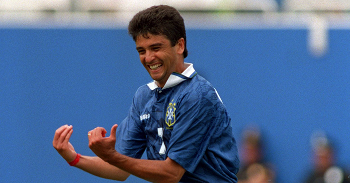 9 JUL 1994:  BEBETO OF BRAZIL CELEBRATES BRAZIL'S SECOND GOAL DURING THE 1994 WORLD CUP MATCH BRAZIL V HOLLAND AT THE COTTON BOWL IN DALLAS, TEXAS. Mandatory Credit: Shaun Botterill/ALLSPORT