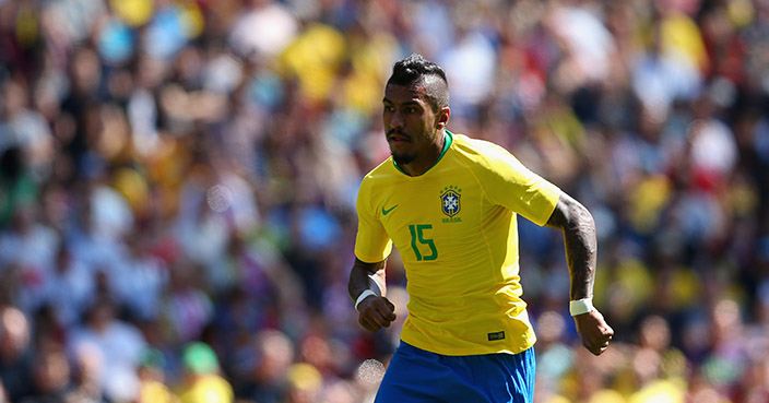 LIVERPOOL, ENGLAND - JUNE 03:  Paulinho of Brazil chases the ball during the International friendly match between of Croatia and Brazil at Anfield on June 3, 2018 in Liverpool, England.  (Photo by Alex Livesey/Getty Images)