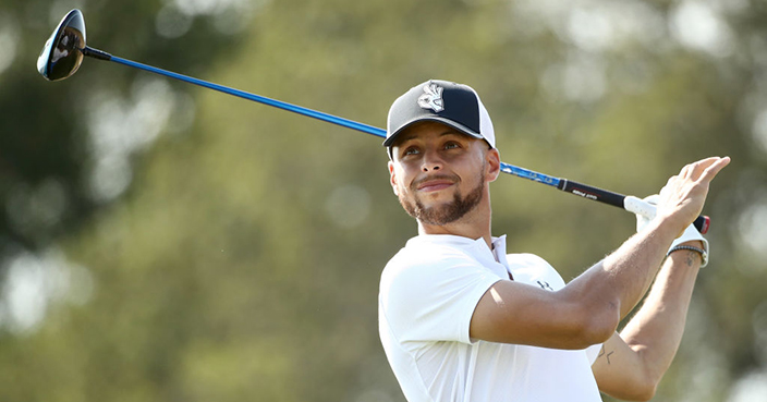 HAYWARD, CA - AUGUST 10:  NBA player Stephen Curry of the Golden State Warriors tees off on the seventh hole during Round Two of the Ellie Mae Classic at TBC Stonebrae on August 10, 2018 in Hayward, California.  (Photo by Ezra Shaw/Getty Images)