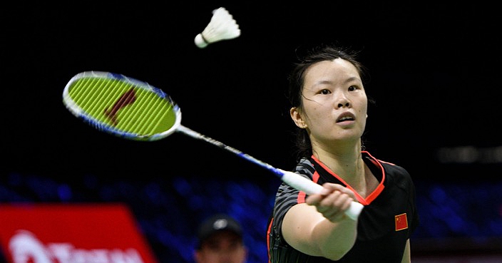 BANGKOK, THAILAND - MAY 21:  Li Xuerui of China competes against Katia Normand of France during Preliminary Round on day two of the BWF Thomas & Uber Cup at Impact Arena on May 21, 2018 in Bangkok, Thailand.  (Photo by Robertus Pudyanto/Getty Images)