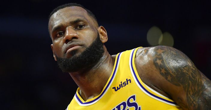 Los Angeles Lakers forward LeBron James stands on the court during the second half of an NBA basketball game against the Los Angeles Clippers Thursday, Jan. 31, 2019, in Los Angeles. The Lakers won 123-120. (AP Photo/Mark J. Terrill)