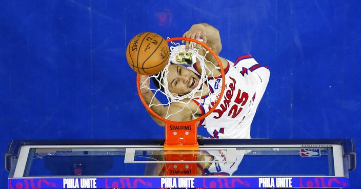 Philadelphia 76ers' Ben Simmons tries to dunk during the second half of an NBA basketball game against the Boston Celtics, Thursday, Jan. 9, 2020, in Philadelphia. (AP Photo/Matt Slocum)