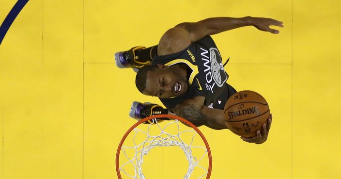 OAKLAND, CALIFORNIA - JUNE 13:  Andre Iguodala #9 of the Golden State Warriors attempts a shot against the Toronto Raptors during Game Six of the 2019 NBA Finals at ORACLE Arena on June 13, 2019 in Oakland, California. NOTE TO USER: User expressly acknowledges and agrees that, by downloading and or using this photograph, User is consenting to the terms and conditions of the Getty Images License Agreement. (Photo by Lachlan Cunningham/Getty Images)
