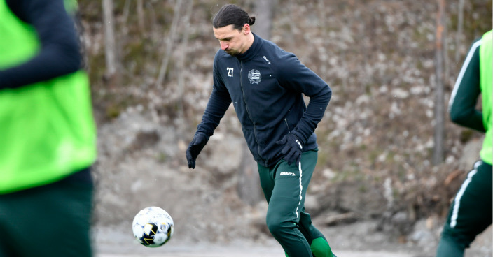 Stockholm 20200113 Milan's player Zlatan Ibrahimovic was on site when Swedish league team Hammarby IF training session at Arsta IP on Monday April 13, 2020 in Stockholm. Photo Henrik Montgomery / TT kod 10060 *SWEDEN OUT*