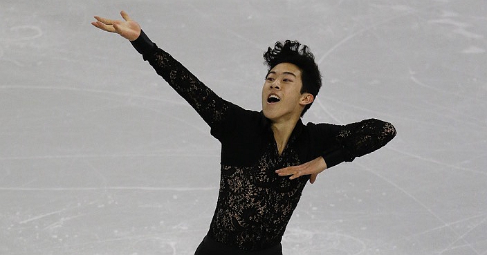 Nathan Chen of the United States competes in the Men Short Program at the ISU Four Continents Figure Skating Championships in Gangneung, South Korea, Friday, Feb. 17, 2017. (AP Photo/Ahn Young-joon)